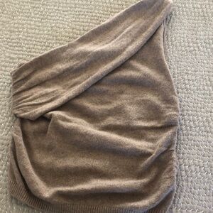 One-Shoulder Taupe Women's Sweater Top